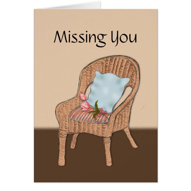Missing You, Empty Chair with Tulips on Cushion Cards (Front)