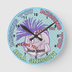 Missing You Face Round Clock