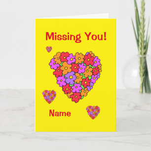 Missing You Flower Heart Bouquet Card
