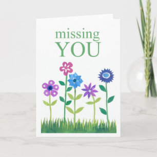 'Missing You' Flower Power Greeting Card