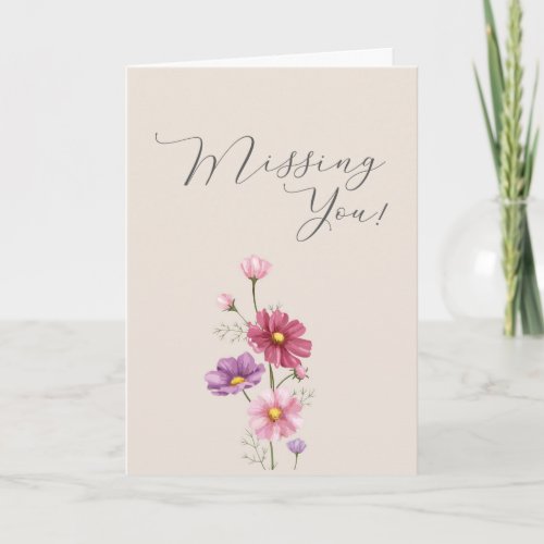 Missing You Greeting Pastel Soft Pink Cosmo Flower Card