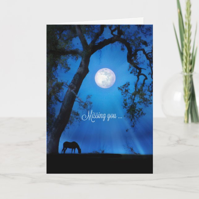 Missing You Horse in Moonlight Card (Front)