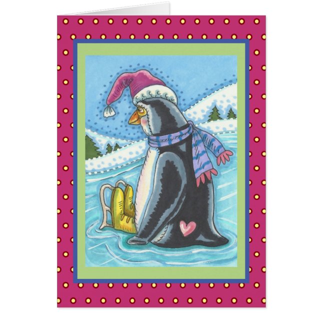 MISSING YOU LONELY PENGUIN HOLIDAY GREETING CARD V (Front)
