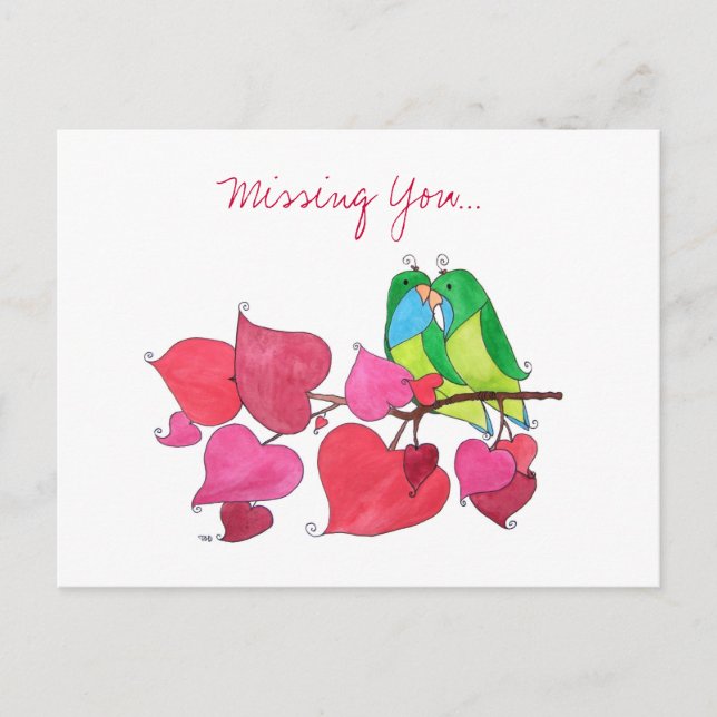 Missing You, Love Birds Postcard (Front)