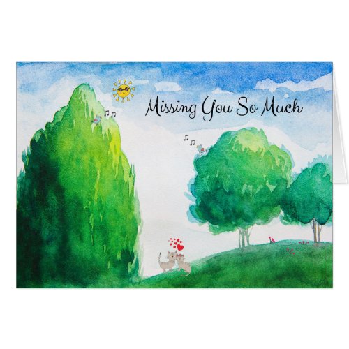 Missing You Love Card Country Scenic Painted