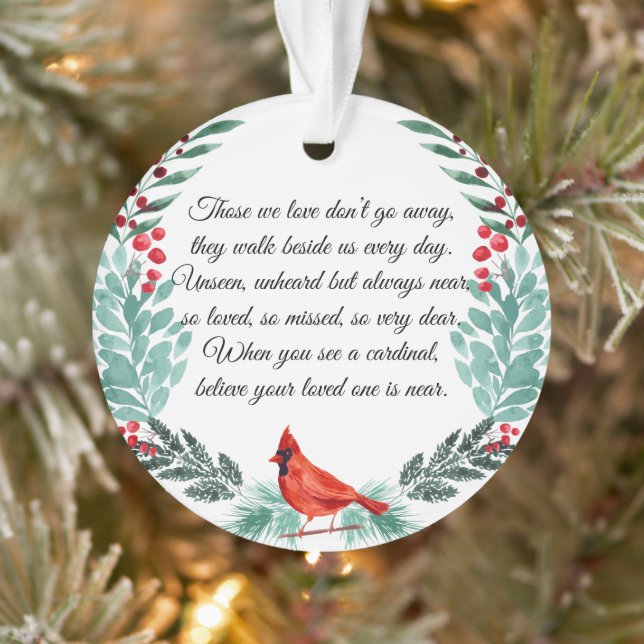 Missing You Memorial Cardinal Greenery Acrylic Ornament (Tree)