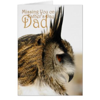 Missing you on father's day dad, Eagle Owl reflect Card