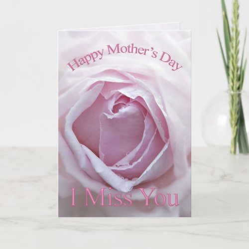 Missing you on Mothers day card with a pink rose