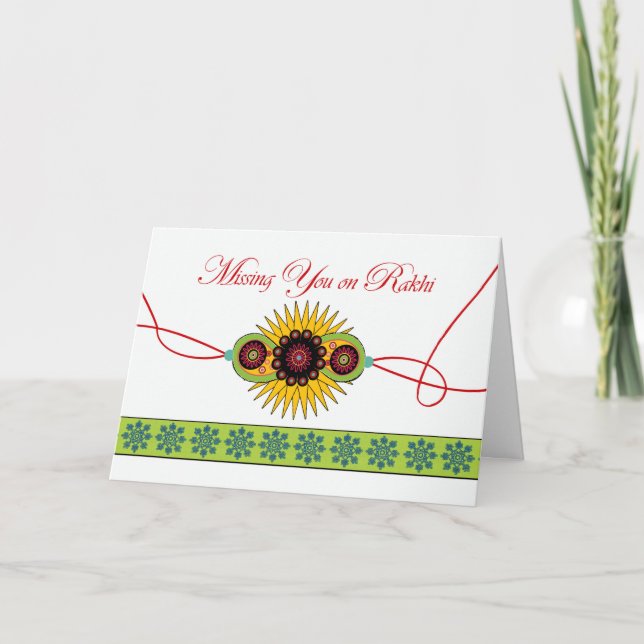 Missing You on Rakhi, Raksha Bandhan, Hindu Card (Front)