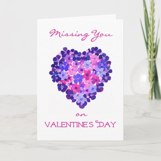 Missing You on Valentine's Day Card - Flower Power (Front)