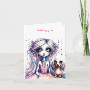 Missing You Pastel Dachshund Card