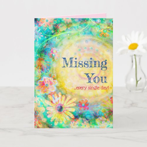 Missing You Pastel Floral Pretty Girly Card