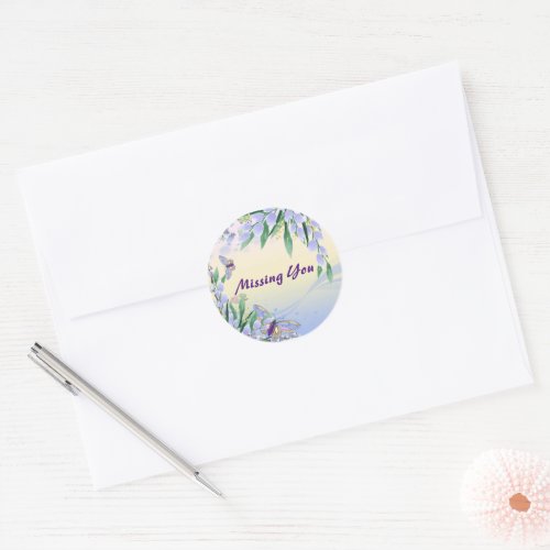 Missing You pastel pretty design Classic Round Sticker