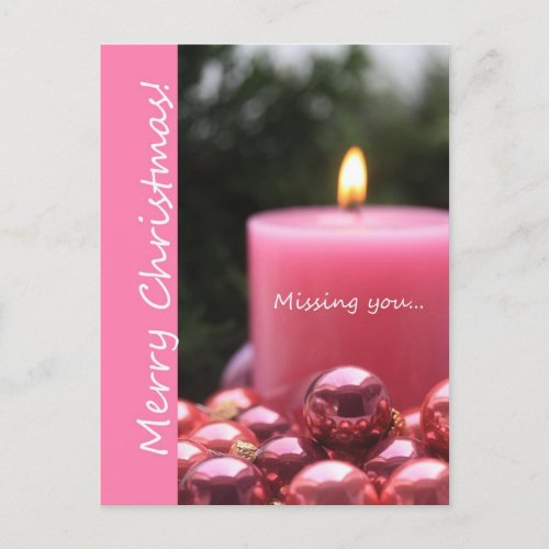 missing you pink ornament christmas card
