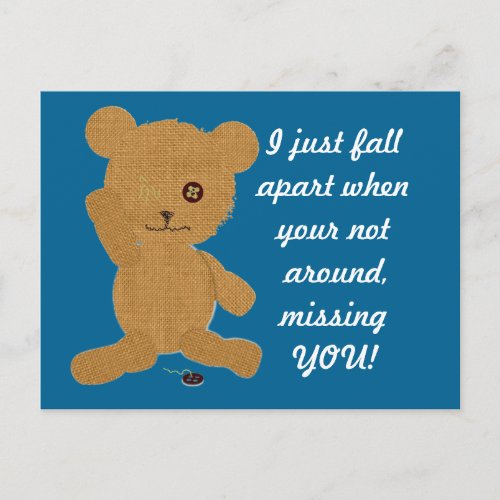Missing You Teddy Postcard