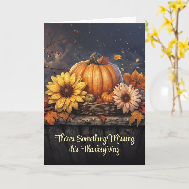 Missing You Thanksgiving Pretty Autumn Fall Flower Card (Yellow Flower)