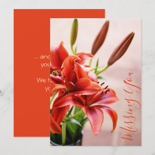 Missing You Tiger Lilies Photo Custom Card
