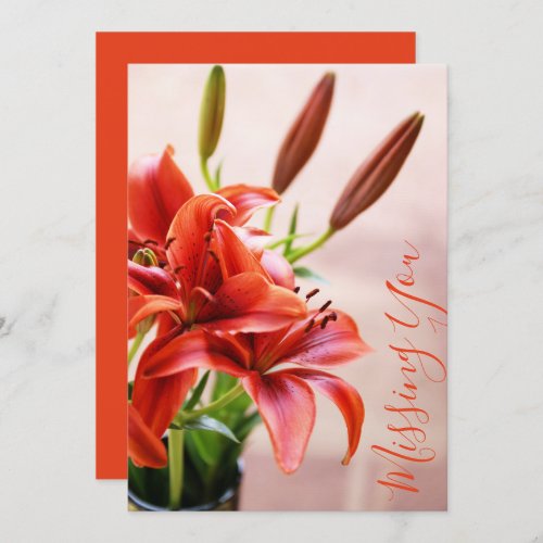 Missing You Tiger Lilies Photo Custom Card