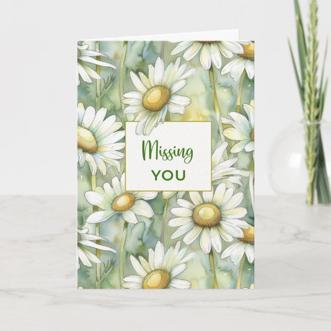Missing You Today Soft Watercolor Daisies Card (Front)