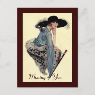Missing You Twenties Glamor Postcard