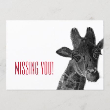 "missing You" With Sad Pencil Drawn Giraffe Card