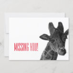 &quot;missing You&quot; With Sad Pencil Drawn Giraffe Card at Zazzle