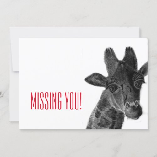 Missing you with sad pencil drawn giraffe Card