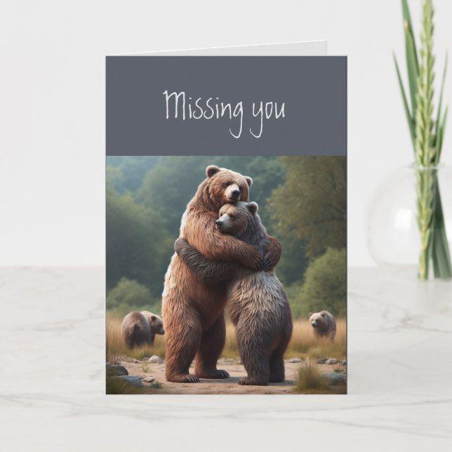 Missing You Wonderful Hugs Bear Animal  Card (Front)