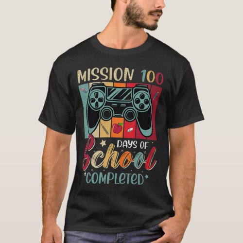 Mission 100 Days Of School Completed Video Game Ga T_Shirt