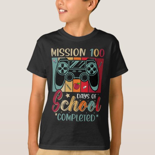 Mission 100 Days Of School Completed Video Game Ga T_Shirt