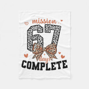 Mission 67 Days Complete Back To School Bow Leopar Fleece Blanket