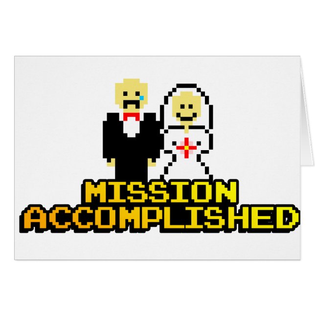 "Mission Accomplished" Marriage (8-bit) Cards (Front Horizontal)