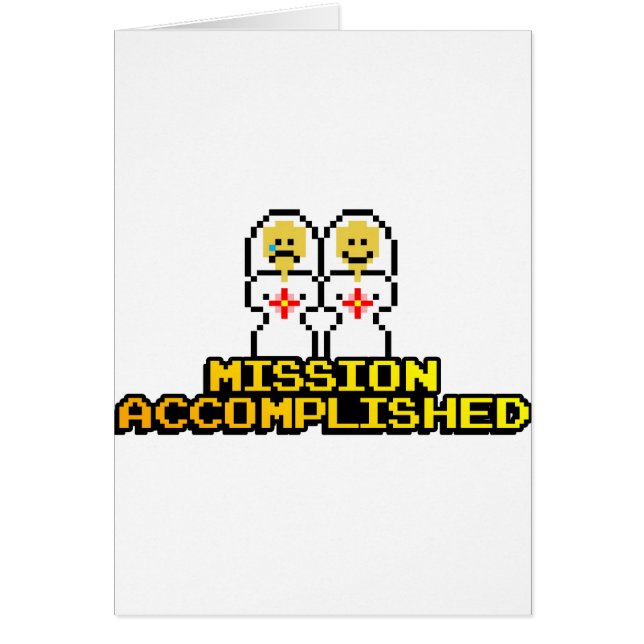 "Mission Accomplished" Marriage (Lesbian, 8-bit) Cards (Front)