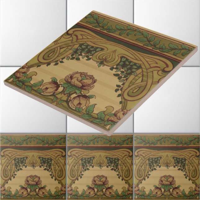 Mission Art Nouveau Style Floral & Foliage Frieze Ceramic Tile (Creator Uploaded)