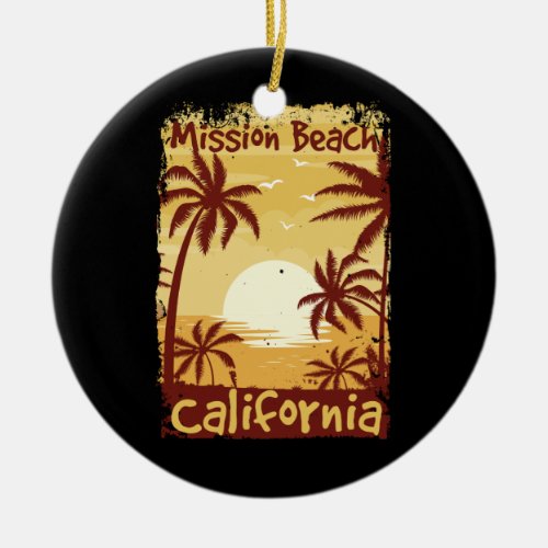 Mission Beach California Ceramic Ornament