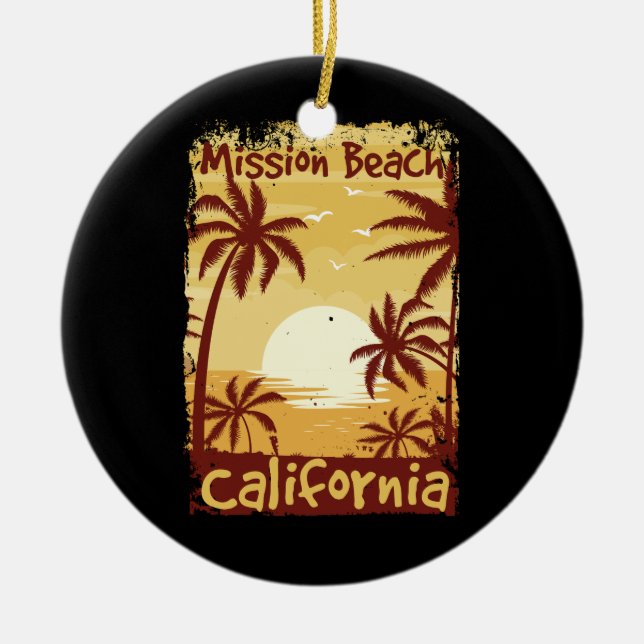 Mission Beach California Ceramic Ornament (Front)