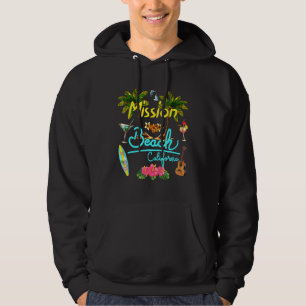 Mission Beach California Summer Palm Surf Sun Set  Hoodie