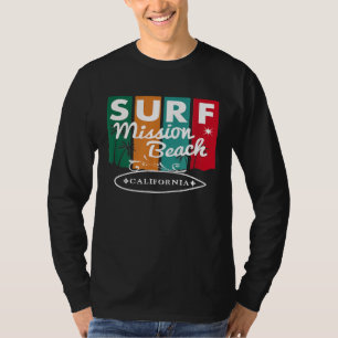 Mission Beach California Surf Surfboard Retro Vin T-Shirt