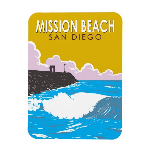Mission Beach California Travel Art Vintage Magnet