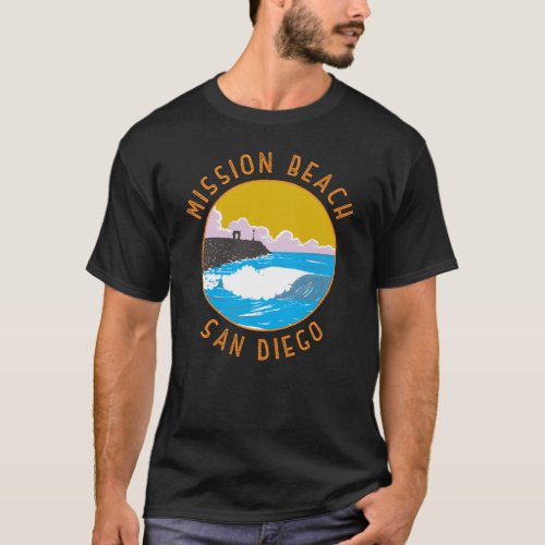 Mission Beach California Travel Art Vintage T_Shirt
