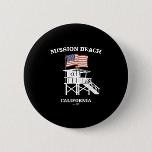 Mission Beach Shirt Retro San Diego California Bea Button