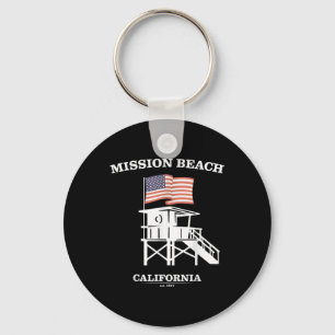 Mission Beach Shirt Retro San Diego California Bea Keychain