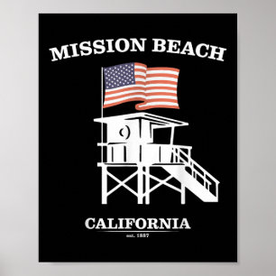Mission Beach Shirt Retro San Diego California Bea Poster