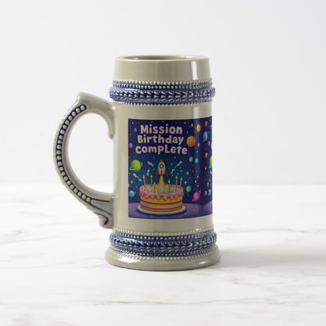 Mission Birthday Complete – Space Rocket Kids Mug (Left)