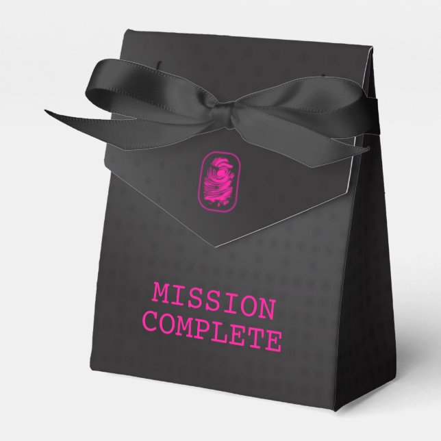 MISSION COMPLETE Spy Party Favor Boxes (Front Side)