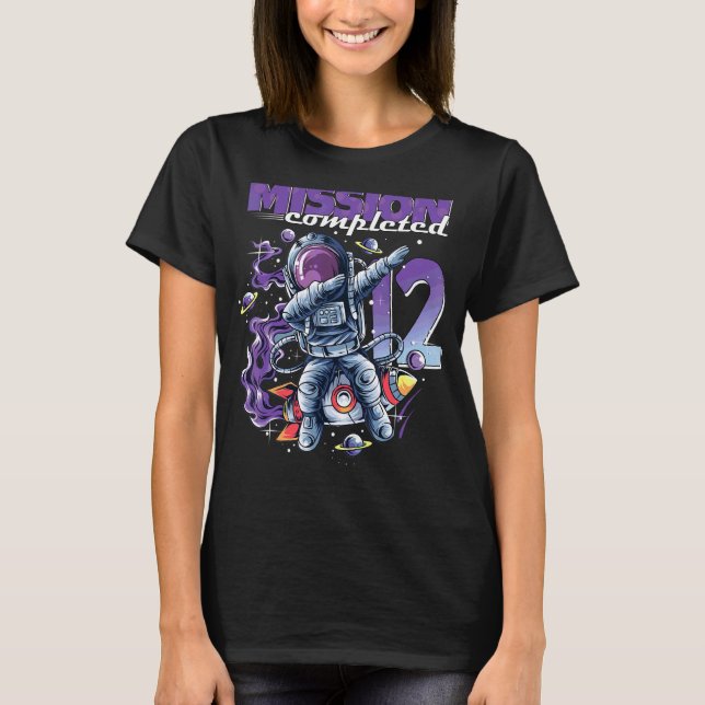 Mission Completed 12th Birthday Boy Girl 12 Years  T-Shirt (Front)