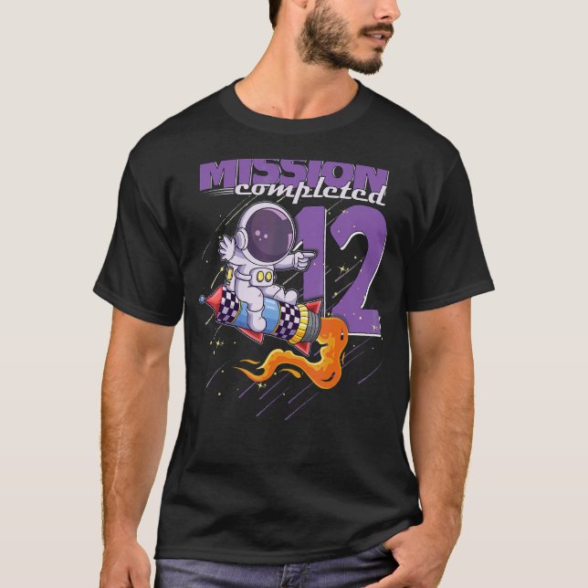 Mission Completed 12th Birthday Boy Girl 12 Years  T-Shirt (Front)