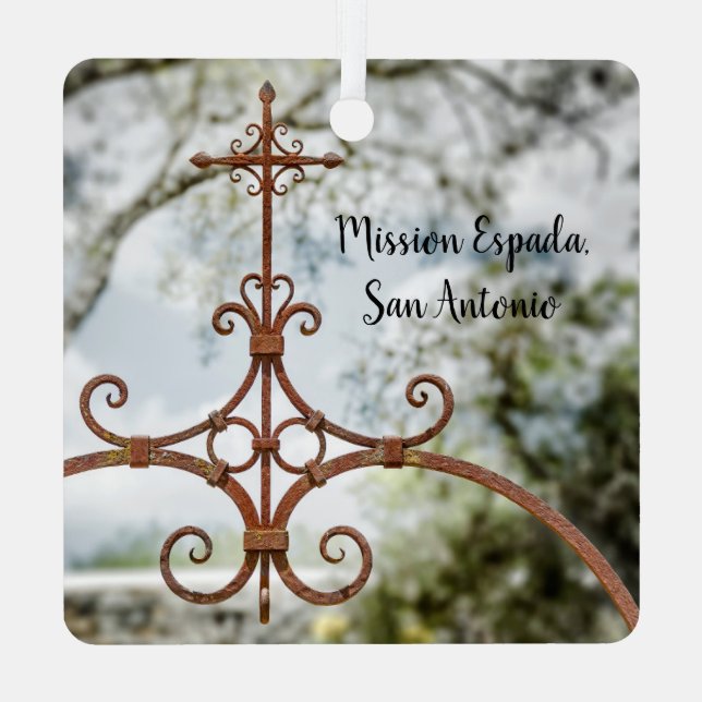 Mission Espada, Wrought Iron Cross, Metal Ornament (Back)