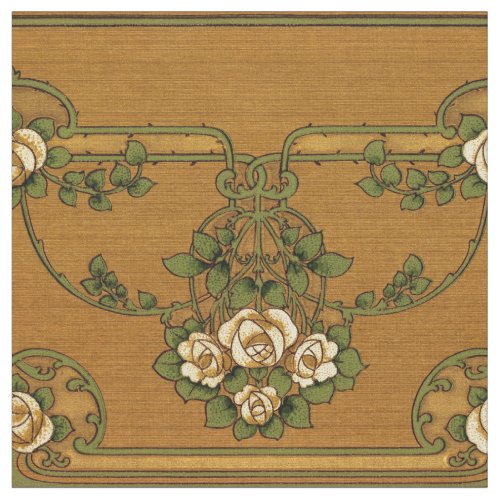 Mission or Art Nouveau Style Rose Bouquets Frieze Fabric