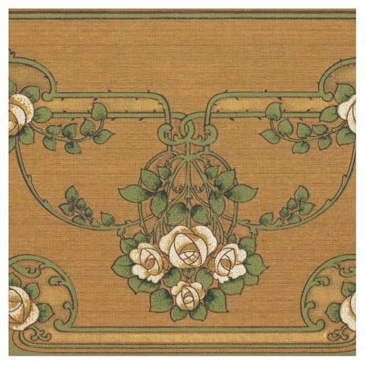 Mission or Art Nouveau Style Rose Bouquets Frieze Fabric